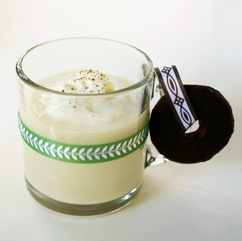Post image for Homemade Egg Nog with Bourbon-Chocolate Glazed Cookie Ornament Garnish