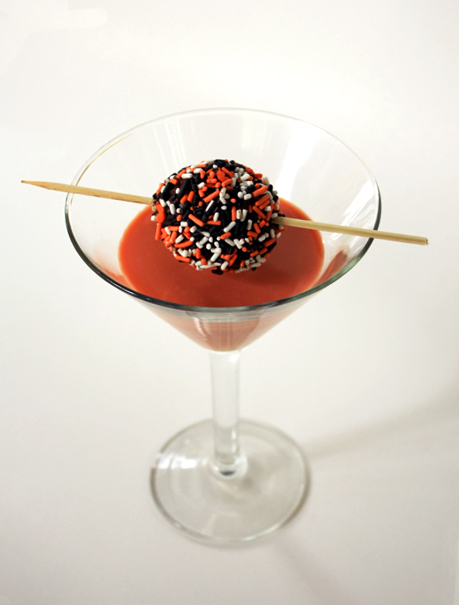 Post image for Halloween Night Cap with a Halloween Doughnut Hole Garnish from Jeanne Benedict’s TODAY Show Cocktails Appearance