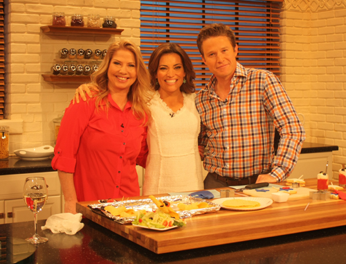 Jeanne Benedict with Billy Bush and Kit Hoover from Access Hollywood Live
